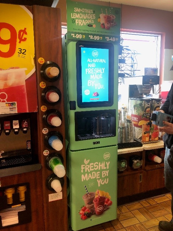Smoothie machine display popup sign. 