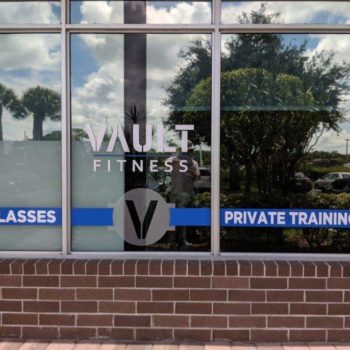 Vault fitness vinyl lettering.